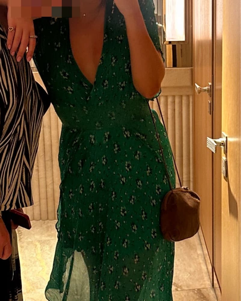 Vibrant Green Floral Midi Dress - Image 4