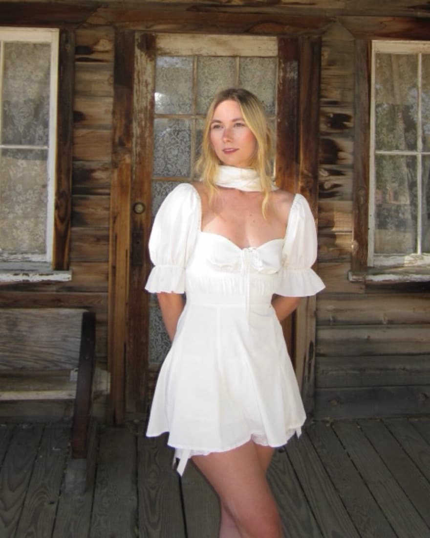 Eggie White Puff Sleeve Dress - Image 3