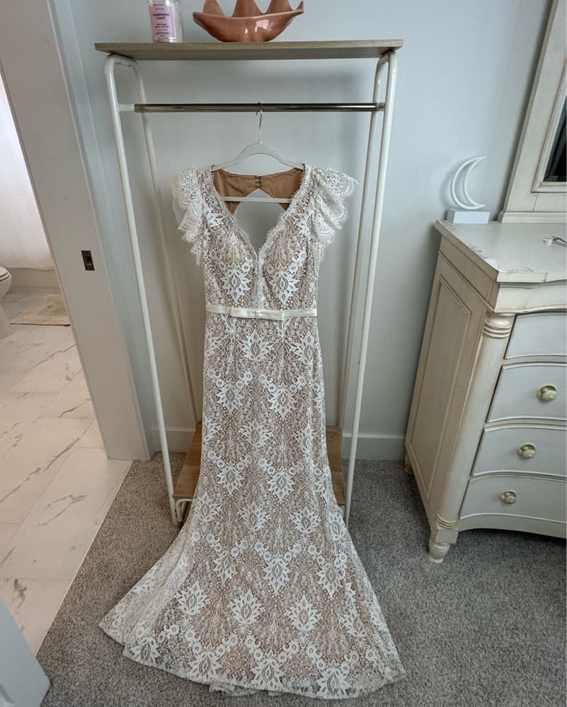 Jovani Butterfly Cap Sleeve Wedding Gown - Image 4