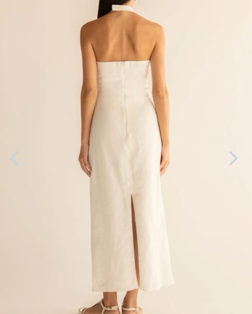 Assymetrical White Linen Dress - Image 3