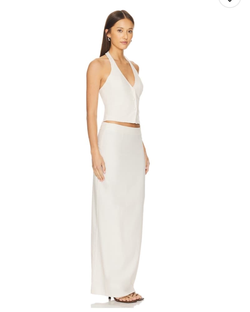 Ivory Linen Maxi Skirt Set - Image 4