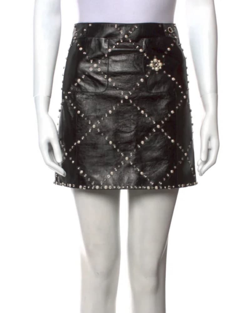 Chanel Leather Studded Skirt - Image 1