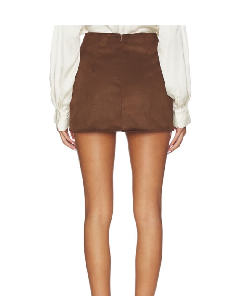 Amelia Suede Mini Skirt In Mocha - Image 5