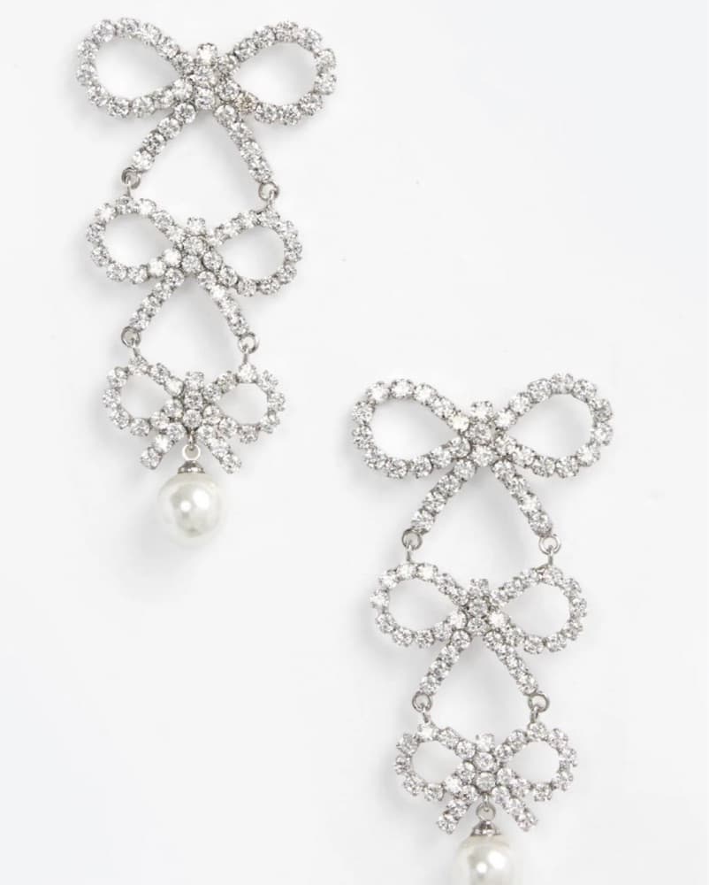 Tiered Crystal Bow Earrings  - Image 1