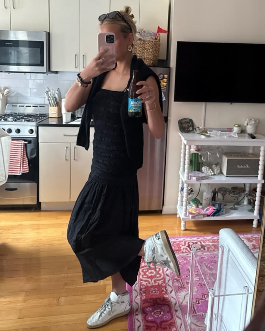 Black Smocked Maxi Dress - Image 4