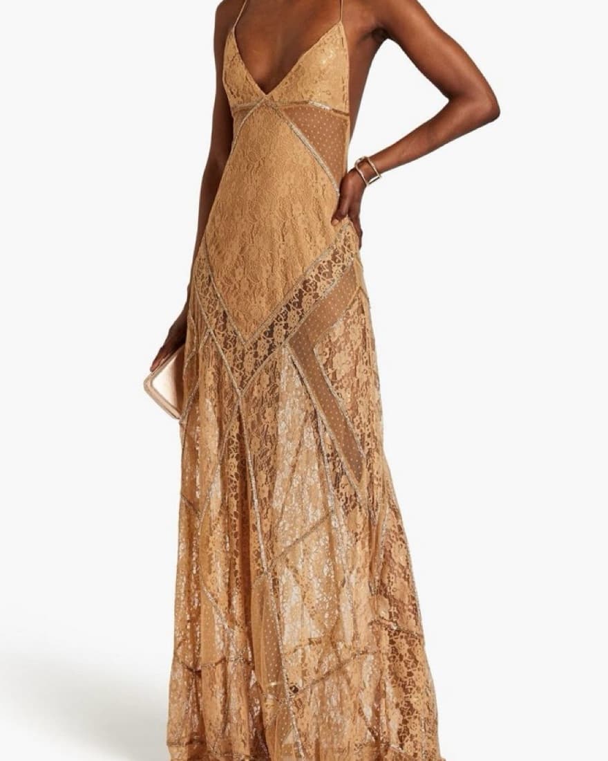retrofete long lace paneled dress - Image 1