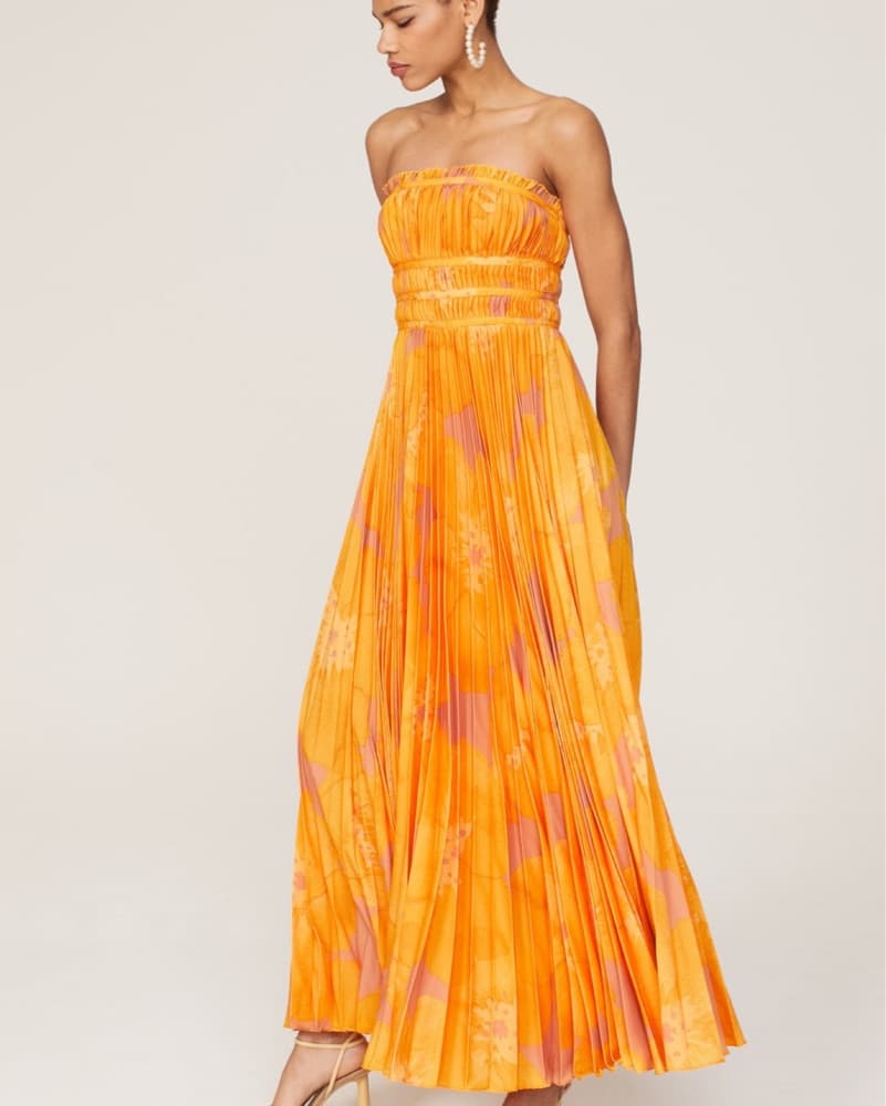 Strapless Orange Floral Ballgown - Image 4