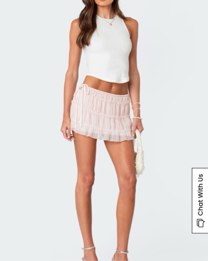 Pink Ruffle Mini Skirt - Image 1