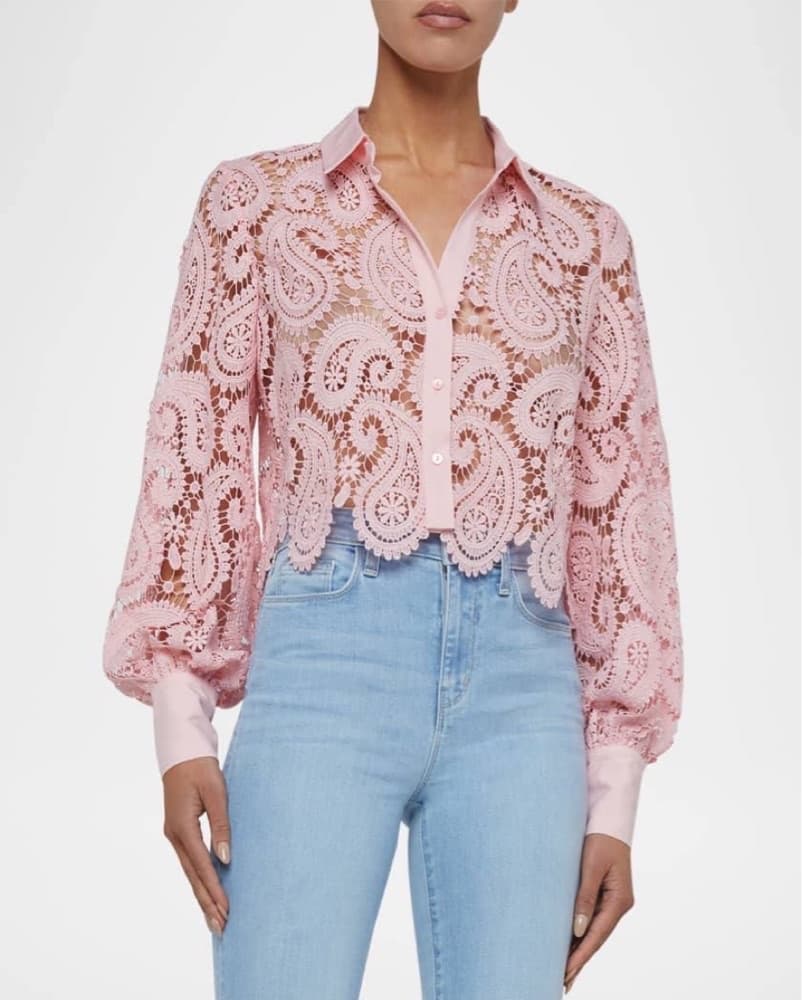 Elegant Paisley Lace Blouse - Image 3