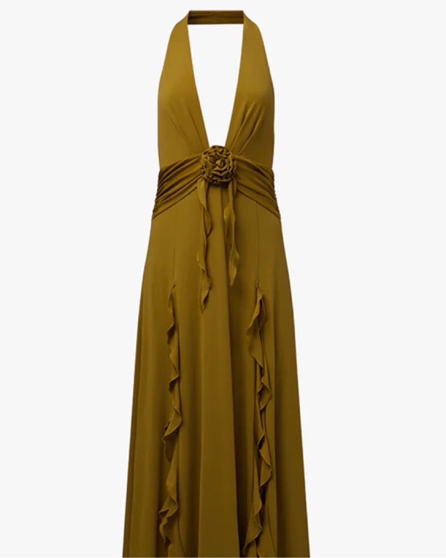 Halter Ruffle Maxi Dress - Image 1