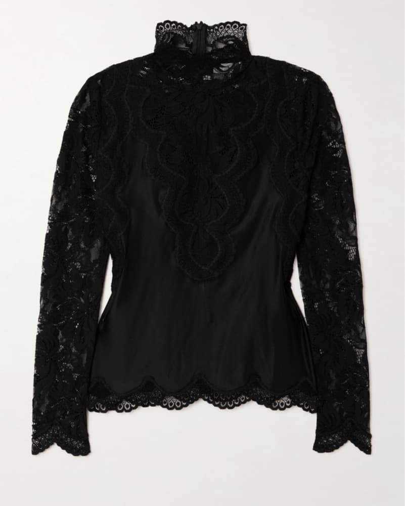 Rabanne Lace And Satin Turtleneck Top - Image 5