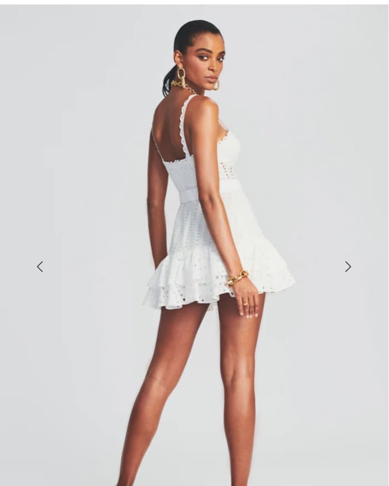 Charo Ruiz Eyelet Marianne Mini Dress Crochet Anglaise Cotton White - Image 2