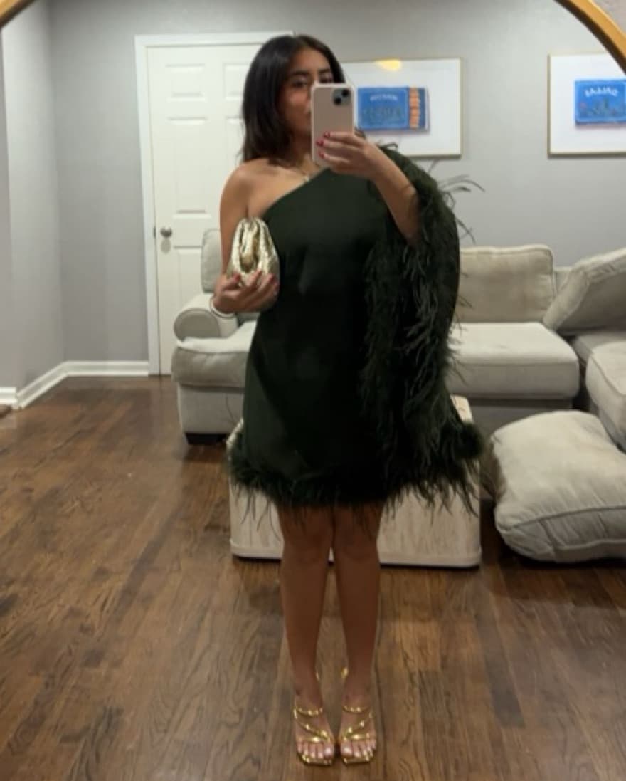 Antonio Melani Green Feather Dress - Image 3
