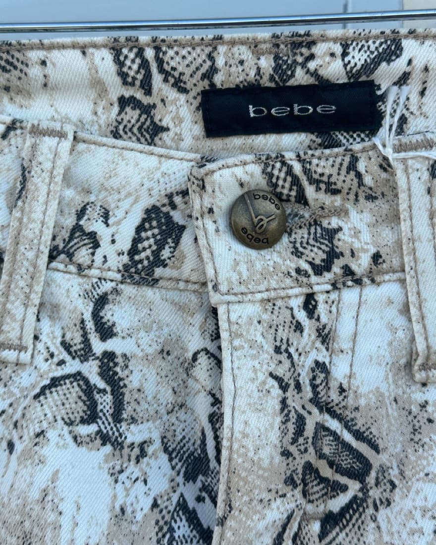 Micro Mini Snakeskin Bebe Shorts - Image 2