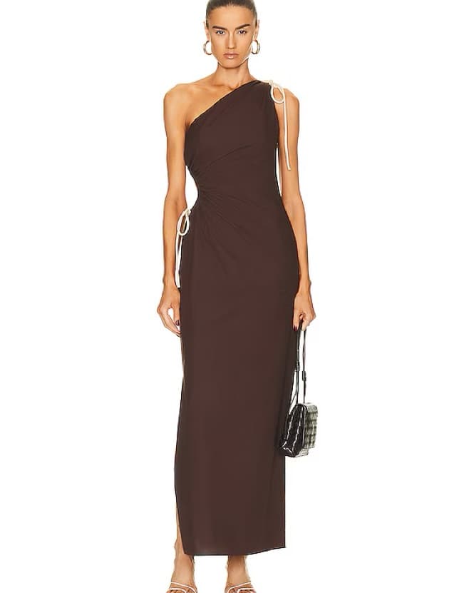 Sir Jeanne One Shoulder Dress brown - Image 1