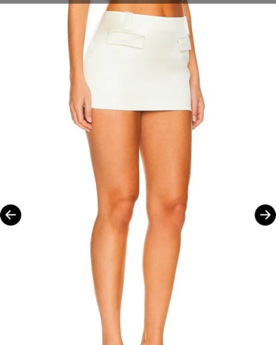 Helsa Heavy Satin Mini Skirt in Ivory - Image 2