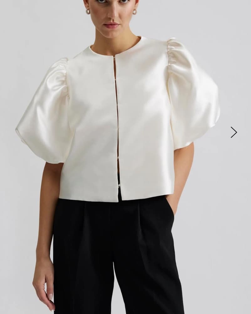 Cleo Satin Puff Sleeve Top - Image 1