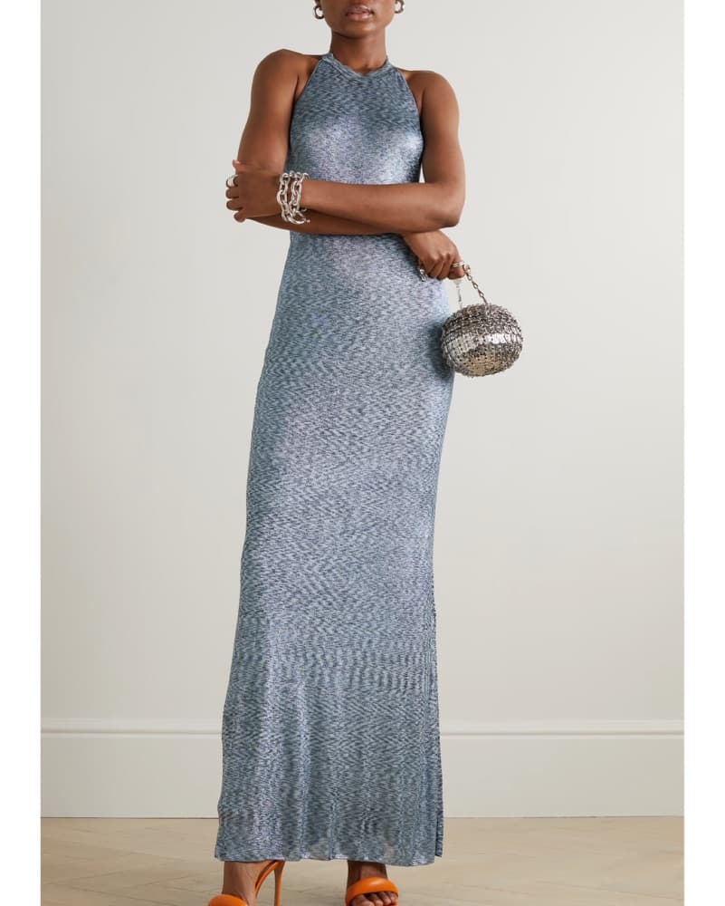 Missoni Metallic Blue Halter Dress - Image 3