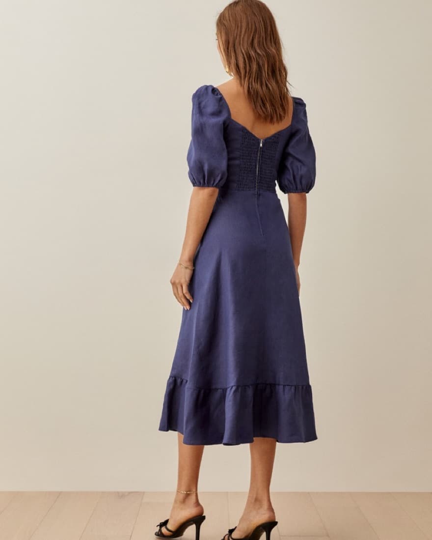Reformation Belgium Linen Dress - Blue - Image 3