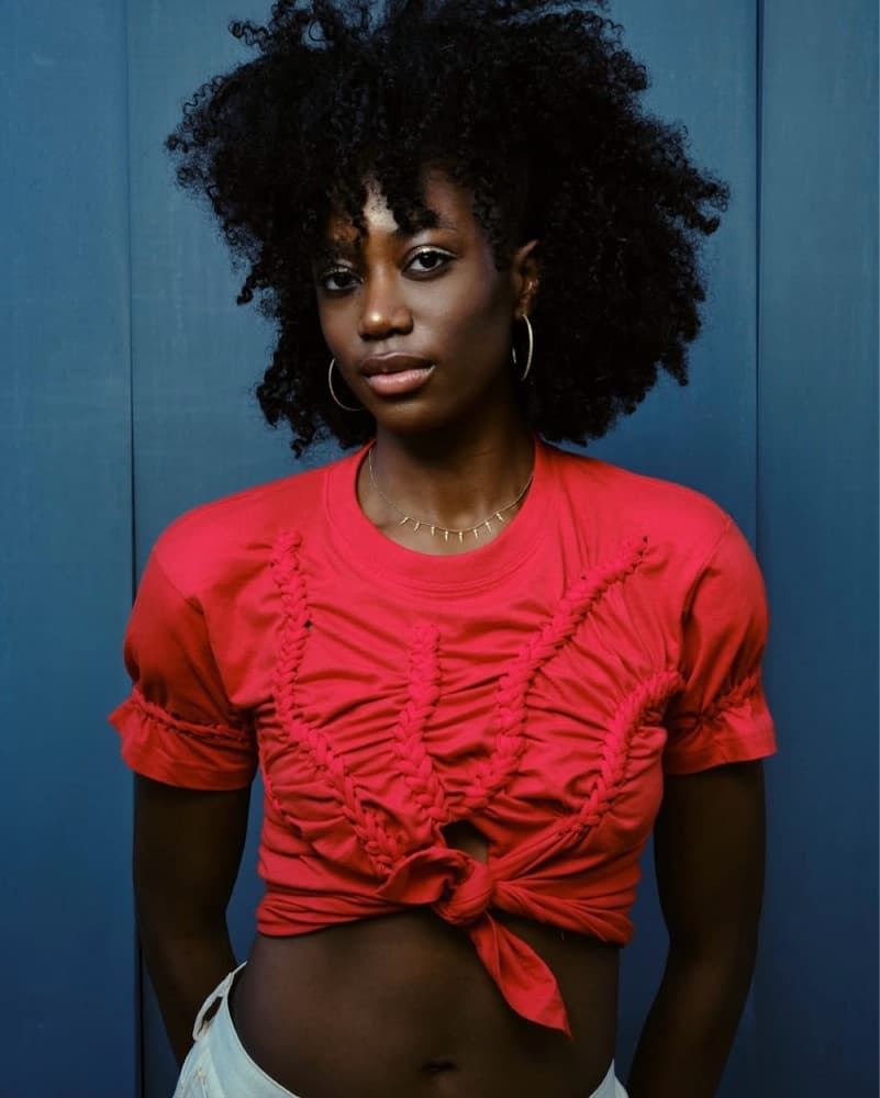 Red crochet crop top with shoulder pads  - Image 1