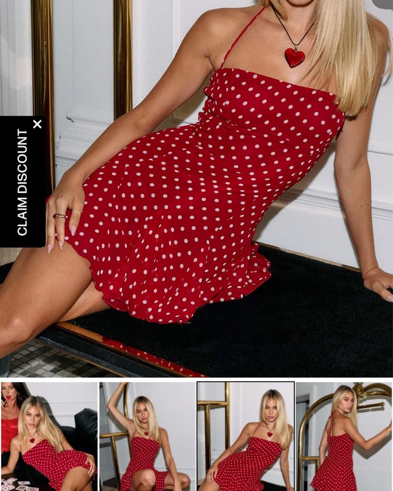 Delamere Mini Dress Red Polka - Image 2