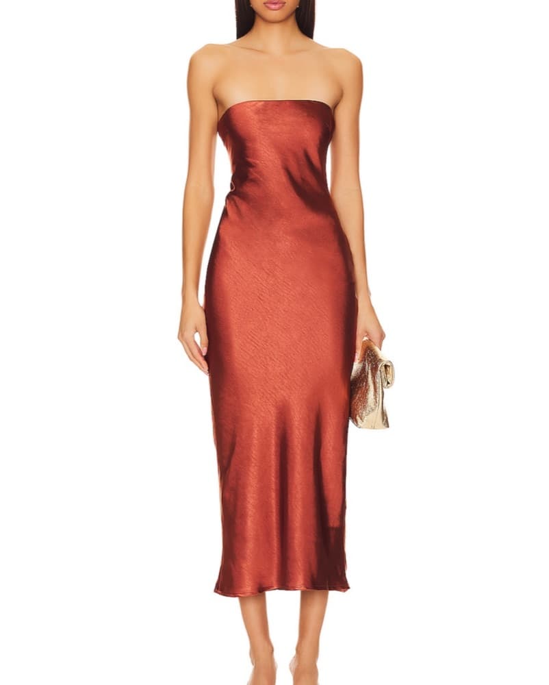 Emma Strapless Maxi Dress In Chocolate - Image 1