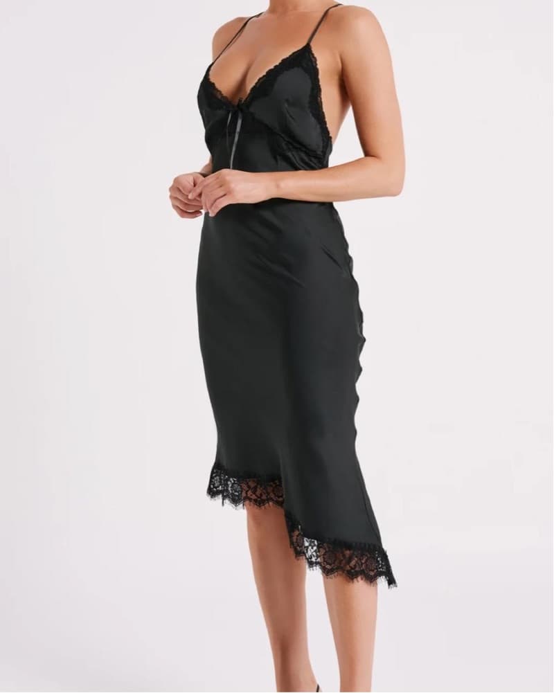 Crawford Satin and Lace Midi Dress - Image 3
