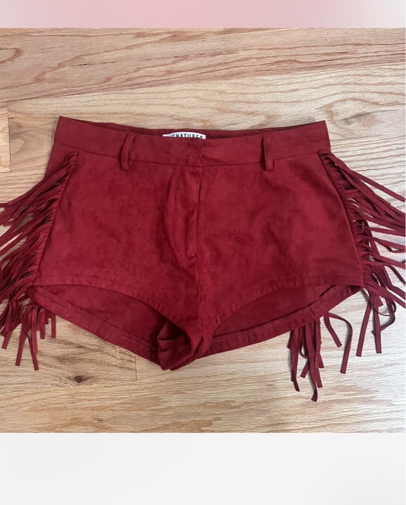 Red Fringe Shorts  - Image 2