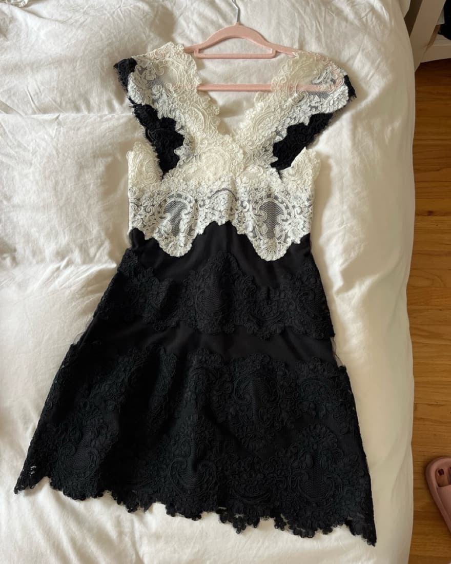 Sandro Black & white lace Mini Dress - Image 1