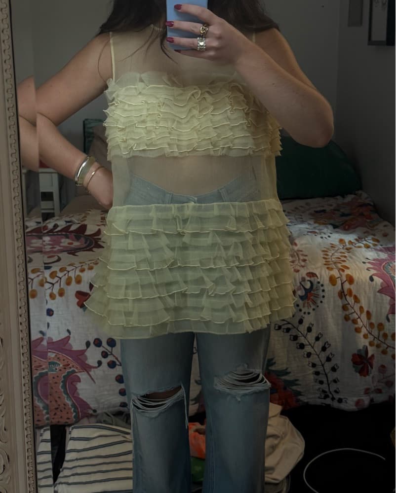 Staud Mesh Yellow Top - Image 3