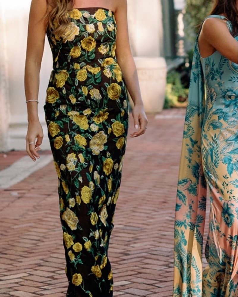 Marchesa Notte Floral Embroidered Gown  - Image 4