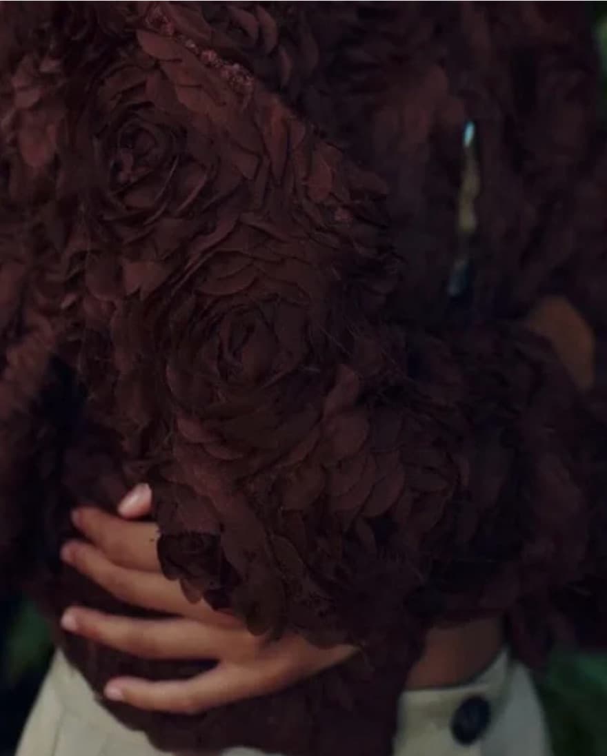 Chic Burgundy Floral-Embellished Jacket - Image 5