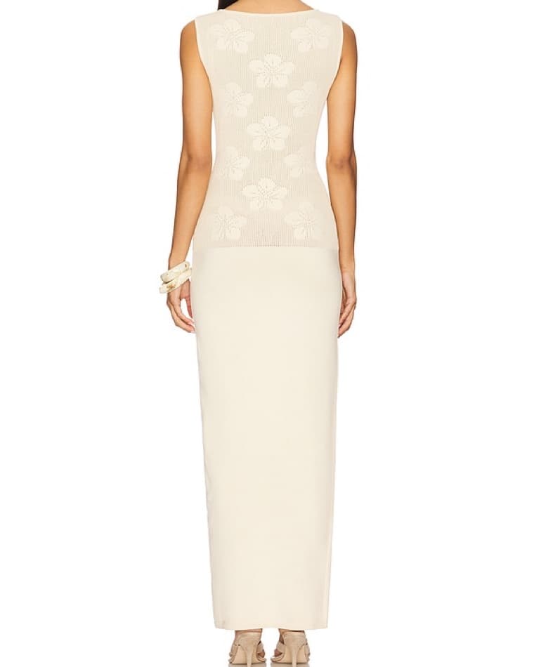 Elegant Floral Knit Maxi Dress - Image 3