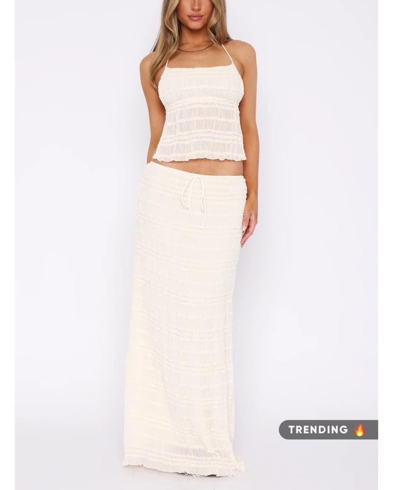 Cream Halter Top & Maxi Skirt Set - Image 5