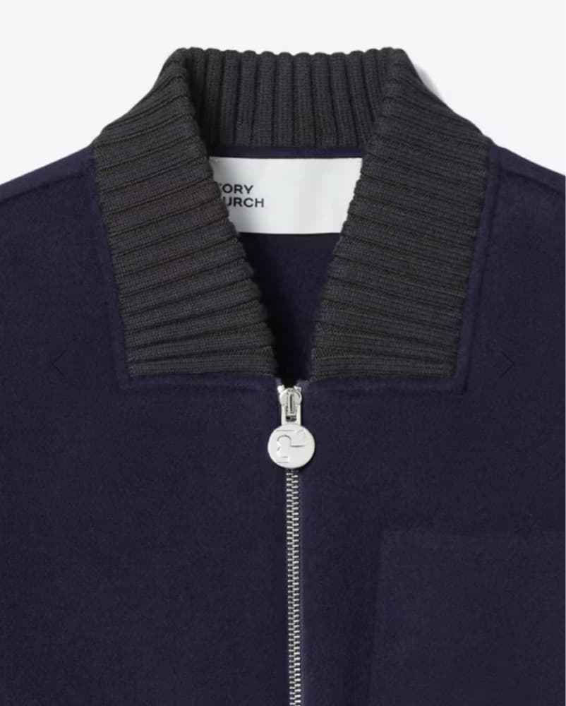 Navy + Black Wool Bomber Jacket - Image 4