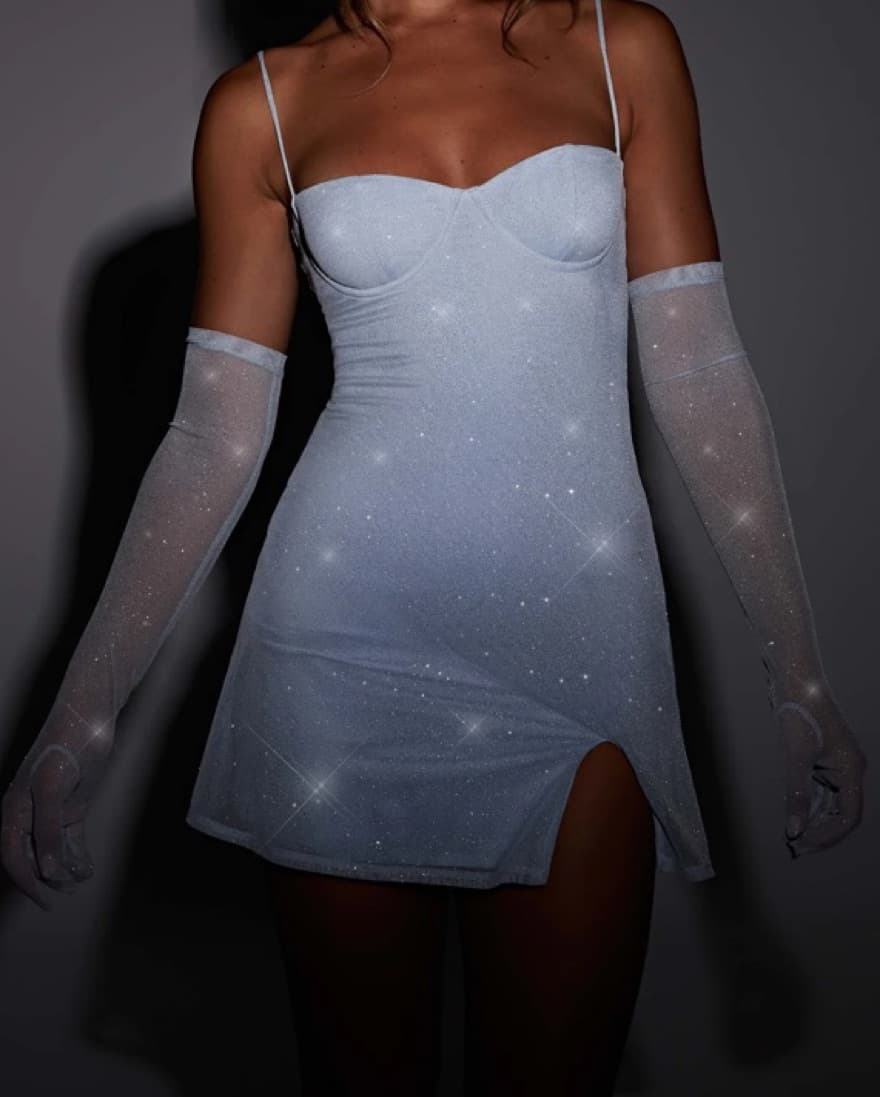 Pixie Mini Dress - Baby Blue Sparkle - Image 3
