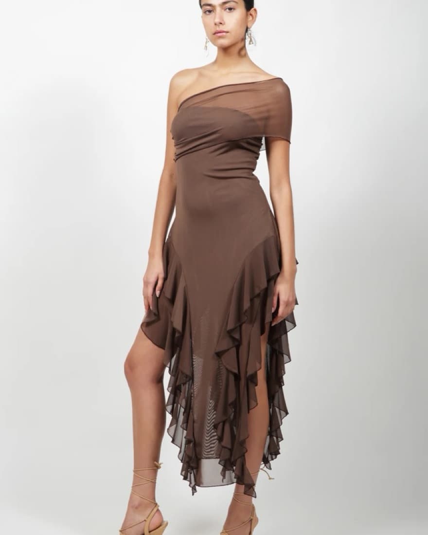 Ruffle Mesh Dress - Image 1