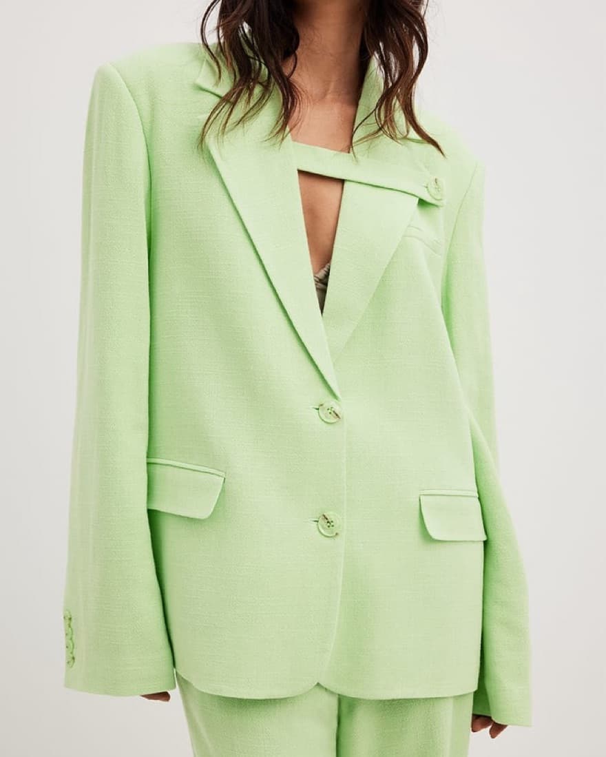 NA-KD Bright Green Blazer Shorts Set - Image 1