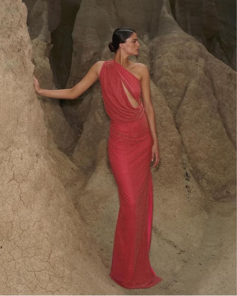 Pink Glitter Baobab One Shoulder Dress - Image 1