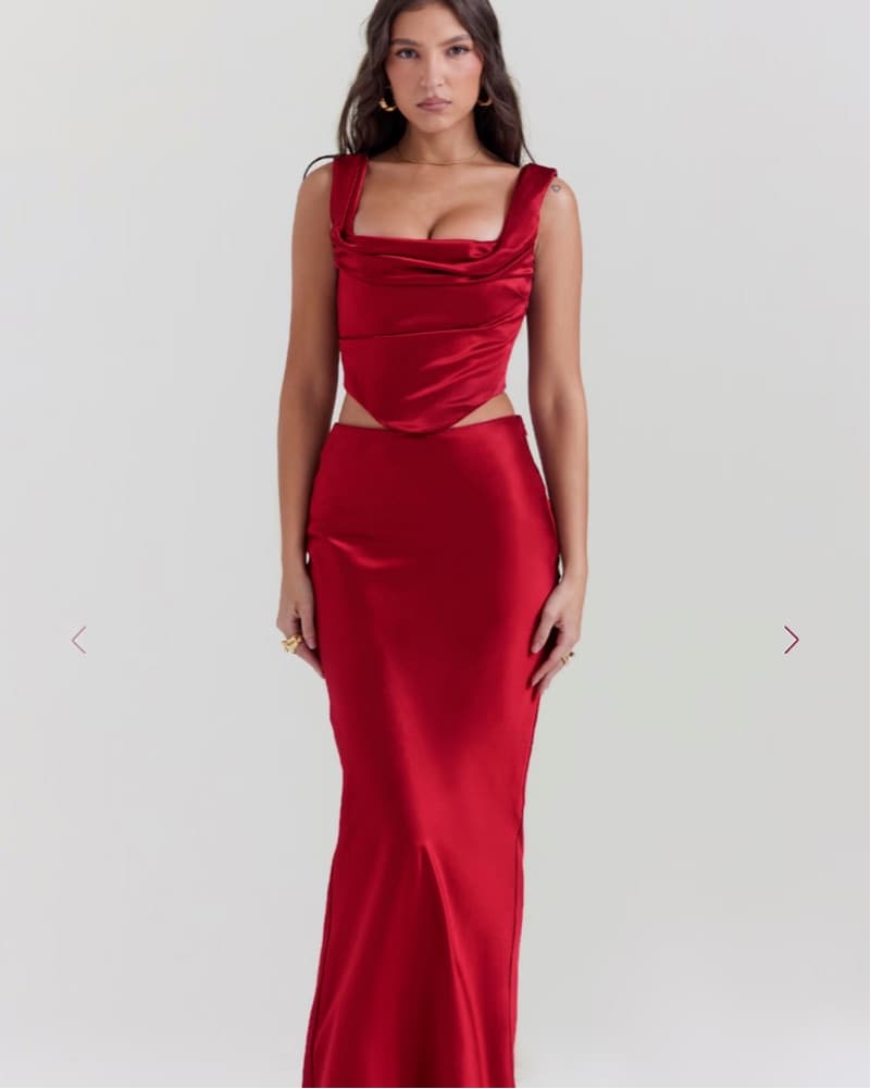 Hosue Of CB red Satin Maxi skirt  - Image 1