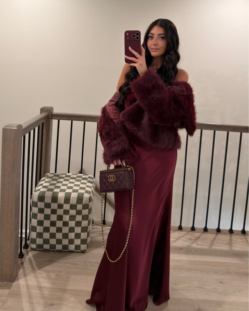 Cranberry Silk Dress & Matching Coat  - Image 2