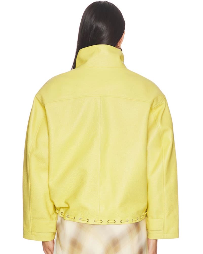 Yellow Leather Pebble Utility Jacket  - Image 2
