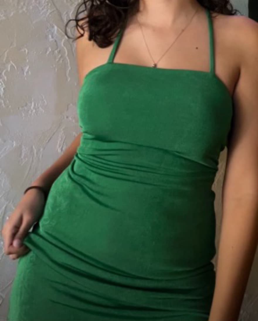 Green Cocktail Dress With Slit - Image 4