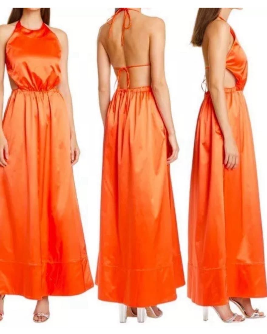 Staud Sydney Satin Halter Open Back  - Image 1