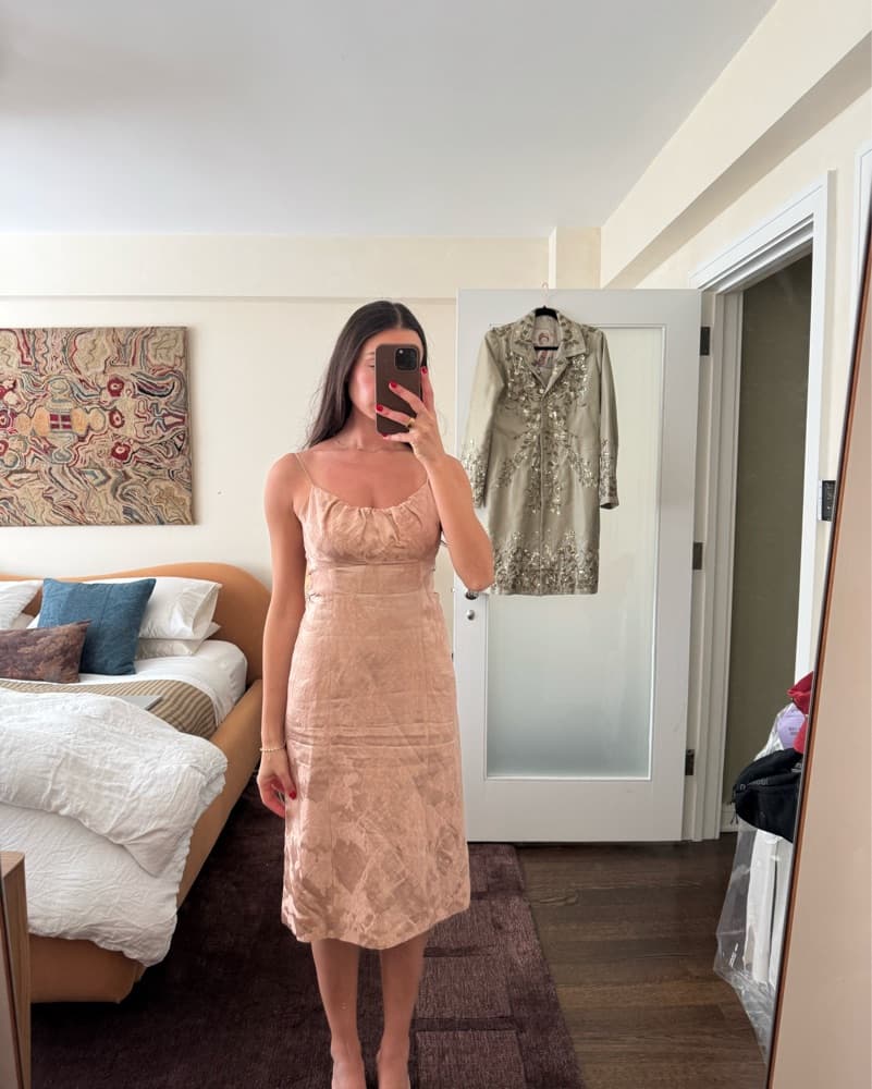 Dries Van Noten Blush Jaquard Elegant Midi Dress - Image 1