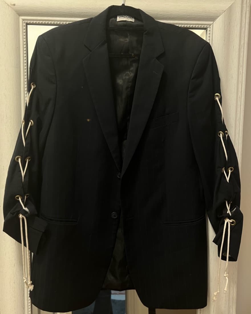 Undone By Kate Lace Up Pinstripe Blazer - Image 2