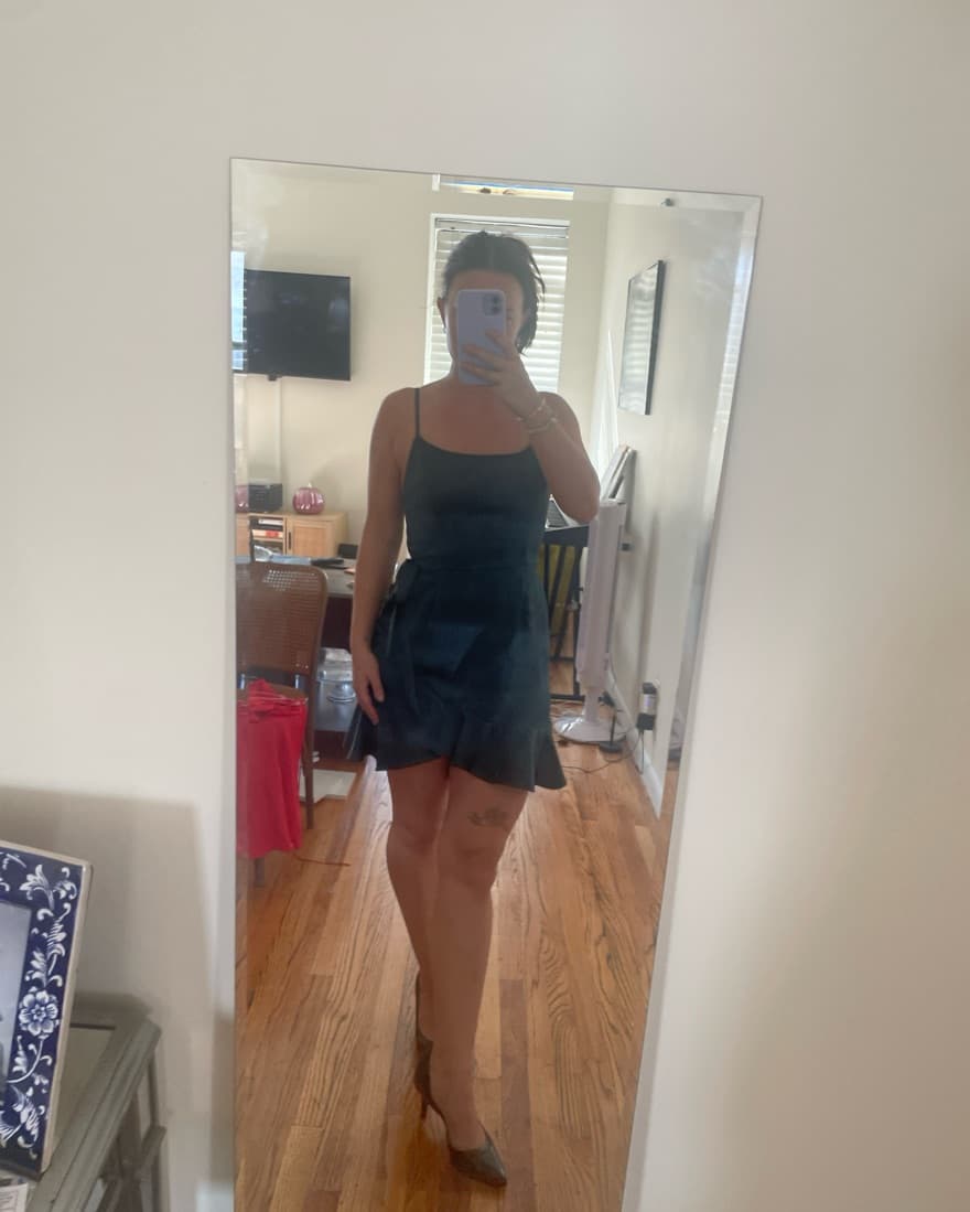 Satin Faux Wrap Dress - Image 2