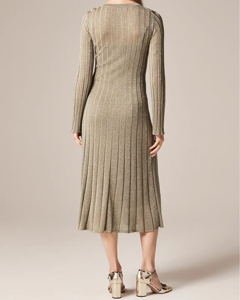 Neutral Rib-knit flare midi dress  - Image 3