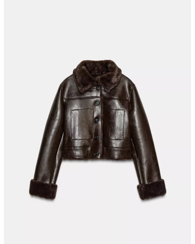 Zara Double Faced Brown Faux Fur Jacket - Image 1