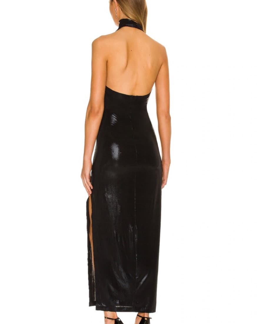 Norma Kamali Halter Side Slit Gown - Image 2